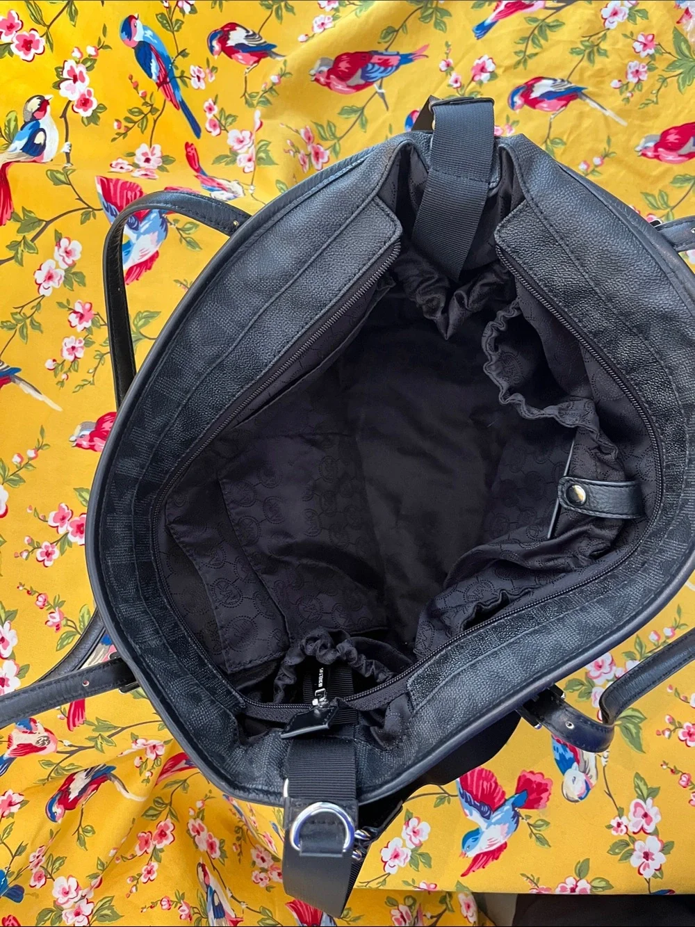 Michael Kors Black Logo Tote with Silver Plaque - Picture 6 of 7
